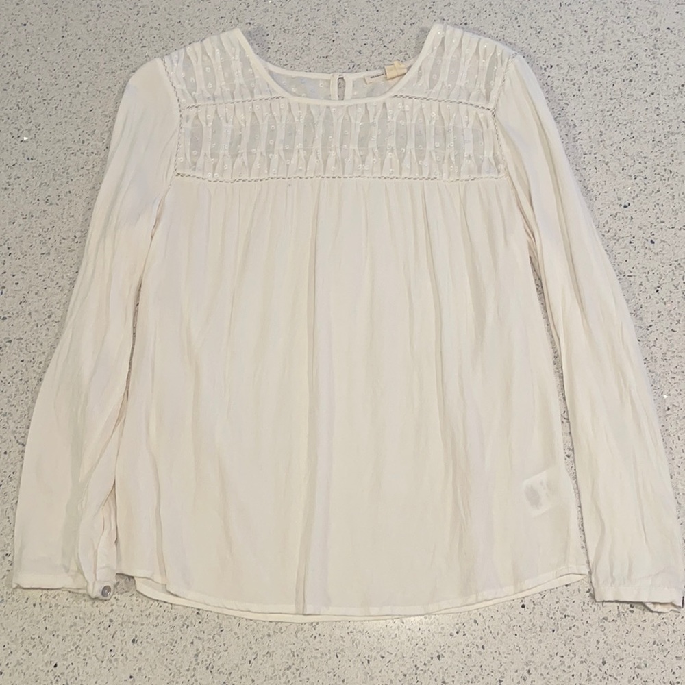Anthropologie Meadow Rue White Long Sleeve Blouse